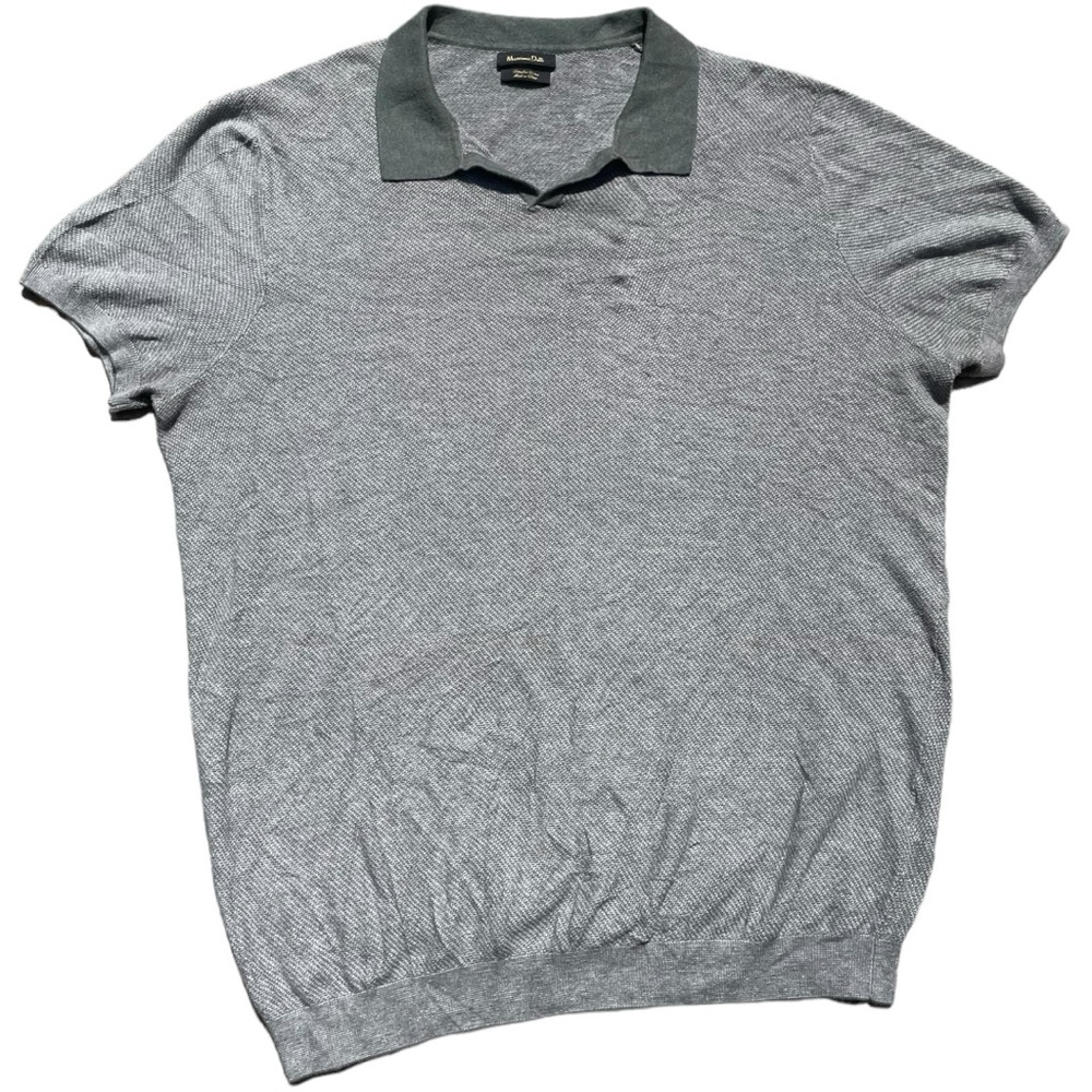 Light Green Massimo Dutti Knitted Polo Shirt  (XL)